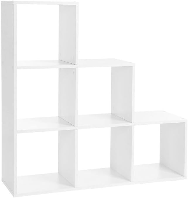 6 Cube Wooden Display Rack with Fixed Shelves for Home Decor Storage