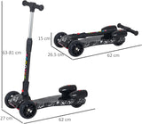 3 Wheel Foldable Kick Scooter W/Flashing Wheels & Spray