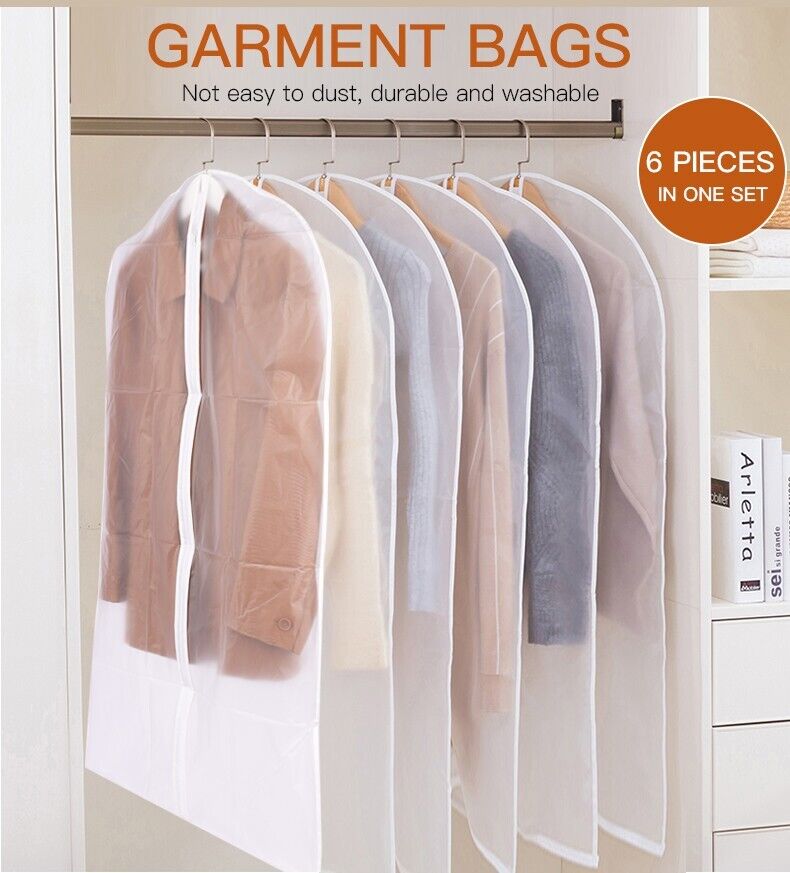 6x Polythene Clear Garment Covers