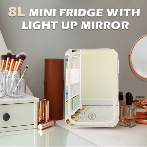 8L mini desktop tabletop fridge for caravan bedroom workshop light up mirror