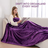 Alivio Small Faux Fur Mink Throw Luxury Super Soft Plain Bed Sofa Settee Throw Blanket - Aubergine