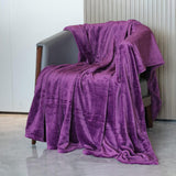 Alivio Small Faux Fur Mink Throw Luxury Super Soft Plain Bed Sofa Settee Throw Blanket - Aubergine