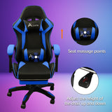 360 Degree Swivel Gaming Chair with Footrest Lumbar Support Back Support - Blue