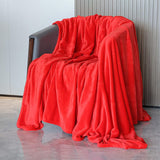 Alivio Faux Fur Mink Throw Luxury Super Soft Plain Bed Sofa Settee Throw Blanket - Medium Red