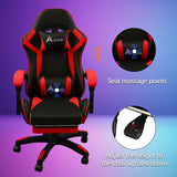 360 Degree Swivel Gaming Chair with Footrest Lumbar Support Back Support - Red