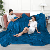 Alivio Faux Fur Mink Throw Luxury Super Soft Plain Bed Sofa Settee Throw Blanket - Medium Ocean Blue