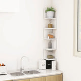5-Tier Wall Mount Floating Corner Shelf With Zigzag Design