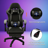 360 Degree Swivel Gaming Chair with Footrest Lumbar Support Back Support - Grey
