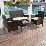 Alivio 4 Seater Garden Rattan Furniture Set with Table (Brown)