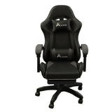 360 Degree Swivel Gaming Chair with Footrest Lumbar Support Back Support - Black