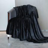 Alivio Medium Faux Fur Mink Throw Luxury Super Soft Plain Bed Sofa Settee Throw Blanket - Black
