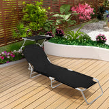 Alivio Premium Folding Recliner Sun Lounger Chair with Adjustable Sunshade (Black)