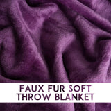 Alivio Small Faux Fur Mink Throw Luxury Super Soft Plain Bed Sofa Settee Throw Blanket - Aubergine