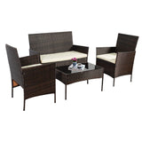 Alivio 4 Seater Garden Rattan Furniture Set with Table (Brown)