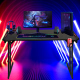 LED Computer Gaming Desk 120 x 60cm with LED RGB Lights, Cup Holder and Headphone Hook for Home Office Computer Table