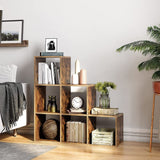 6 Cube Wooden Display Rack with Fixed Shelves for Home Decor Storage