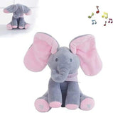 Alivio Peek-a-boo Elephant Singing Musical Baby Plush Toy Stuffed Doll (Pink)