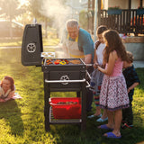 Smoker BBQ Barbecue Grill Roaster Charcoal, Portable BBQ with Lid Cover, Adjustable Grill and Built-in Temperature Gauge