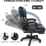 Executive Office Chair with Leatherette Padding, Ergonomic Design, Padded Armrests & Footrest