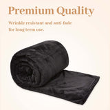 Alivio Medium Faux Fur Mink Throw Luxury Super Soft Plain Bed Sofa Settee Throw Blanket - Black