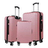 Lightweight Rose Gold Hard Shell ABS Suitcase Set Luggage Travel Trolley Set of 3 Cabin Cases