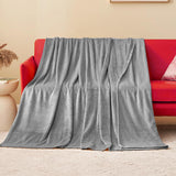 Alivio Small Faux Fur Mink Throw Luxury Super Soft Plain Bed Sofa Settee Throw Blanket - Silver