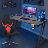 LED Computer Gaming Desk 140 x 60cm with LED RGB Lights, Cup Holder and Headphone Hook for Home Office Computer Table