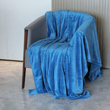 Alivio Faux Fur Mink Throw Luxury Super Soft Plain Bed Sofa Settee Throw Blanket - Medium Ocean Blue