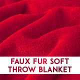 Alivio Faux Fur Mink Throw Luxury Super Soft Plain Bed Sofa Settee Throw Blanket - Small Red