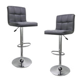2x 360 Degree Swivel PU Leather Luxury Bar Stools - Grey