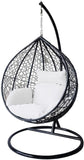 Alivio Rattan Large Basket Hanging Egg Chair with Cushions (Black)