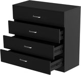 Alivio 4 Drawers Bedside Storage Cabinet for Bedroom, Living Room, Dressing Room (Black)