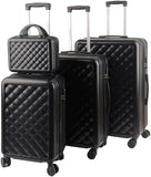 Alivio Set of 4 Piece Luggage Set, Lightweight Hard Shell ABS Suitcase (Black)