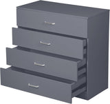 Alivio 4 Drawers Bedside Storage Cabinet for Bedroom, Living Room, Dressing Room (Grey)