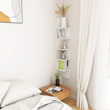5-Tier Wall Mount Floating Corner Shelf With Zigzag Design