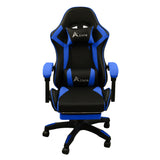 360 Degree Swivel Gaming Chair with Footrest Lumbar Support Back Support - Blue