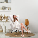 Alivio Teddy Rocking White Chair for Nursery, Comfy Rocking Armchair with High Backrest