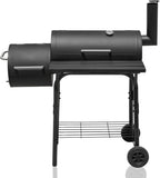 Alivio Large Oil Drum Charcoal BBQ Grill with Offset Smoker