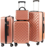 Alivio Set of 4 Piece Luggage Set, Lightweight Hard Shell ABS Suitcase (Rose Gold)