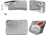Alivio Electric Hot Water Bottle, Rechargeable Hot Water Bag with Hand Warmer Pouch (Grey)