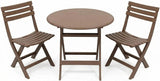 Alivio 3-Piece Folding Bistro Set – Space-Saving Round Patio Table & 2 Chairs, Indoor/Outdoor Balcony & Garden (Brown)