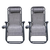 Alivio Set of 2 Zero Gravity Reclining Chair Sun Lounger With Cup Holder (Grey)