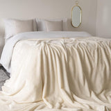 Alivio Medium Faux Fur Mink Throw Luxury Super Soft Plain Bed Sofa Settee Throw Blanket - Cream