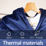 Alivio Oversized Women Fleece Hoodie Blanket Giant Wearable Adults (Blue)