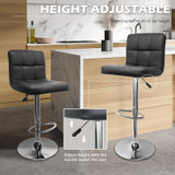 2x 360 Degree Swivel PU Leather Luxury Bar Stools - Grey