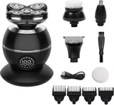 5-in-1 Electric Razor Shave Cleaner, Cordless Rechargeable Floating Razor for Men - Black