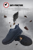 Alivio Lightweight Safety Shoes Breathable Toe Cap, Non-Slip Safety Trainers Men Women (Navy Blue, 9)