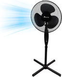 Alivio 16-Inch 3 Speed Rapid Cooling with Adjustable Height Floor Fan (Black)