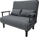 Alivio Double Convertible Folding Sofa Bed with Wide Armrests (Grey)