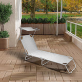 Alivio Premium Folding Recliner Sun Lounger Chair with Adjustable Sunshade (Light grey)